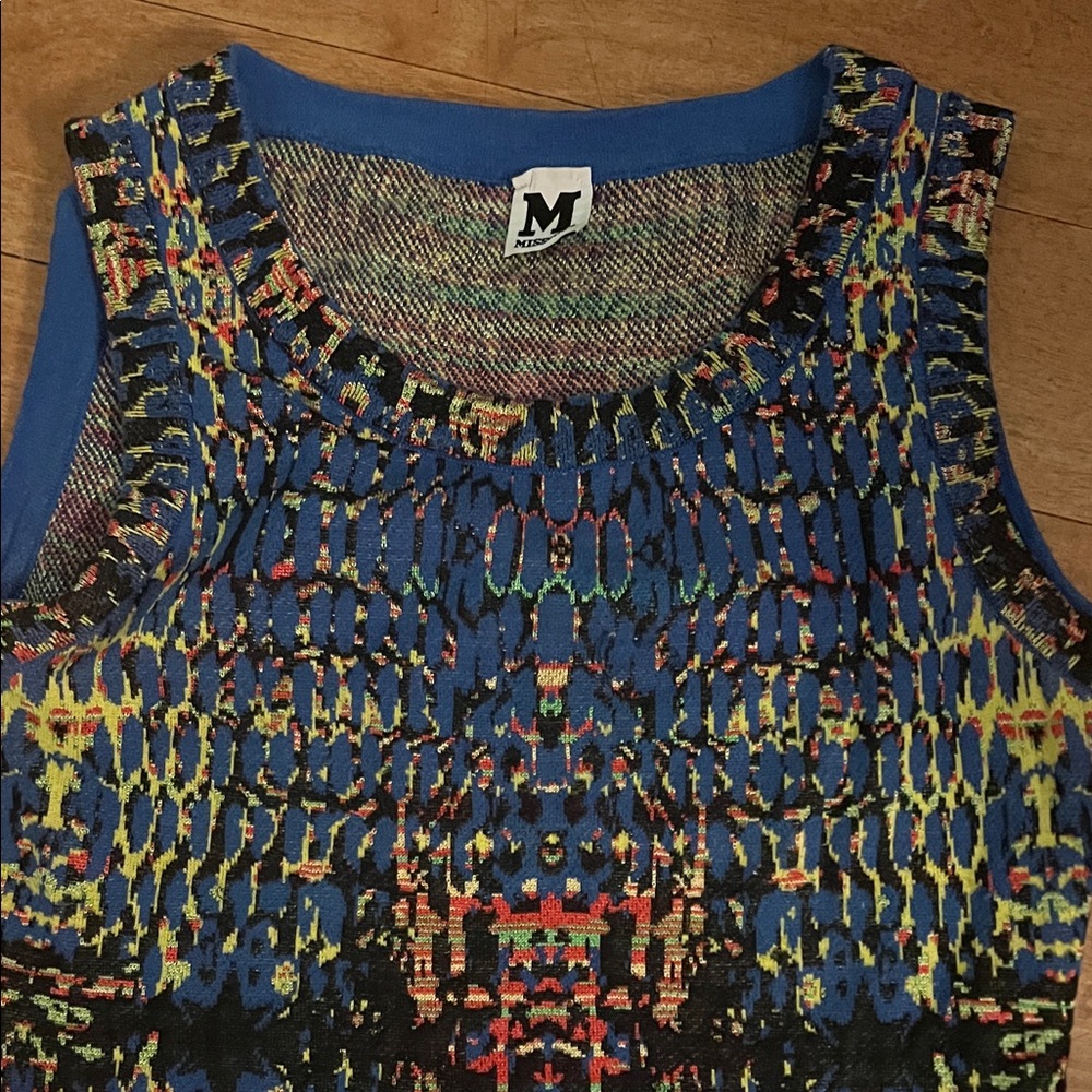 M by Missoni Blue and Yellow Patterned Tank Top